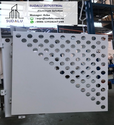 China SUDALU 30mm, 50mm diameter Aluminum Perforated Facade Cladding Panel with White Powder Coating supplier